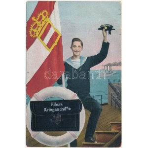 1915 K.u.k. Kriegsmarine Album Kriegsschiffe. G. Costalunga Pola / Osztrák...