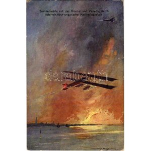 1915 Bombenwürfe auf das Arsenal von Venedig durch österreichisch-ungarische Marineflugzeuge. K.u.K...