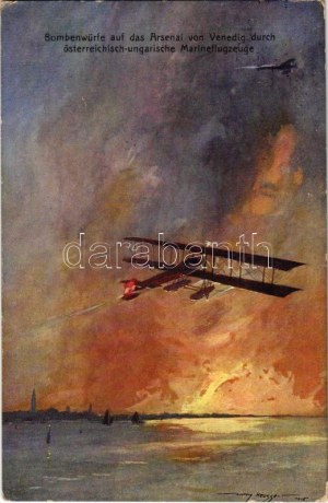 1915 Bombenwürfe auf das Arsenal von Venedig durch österreichisch-ungarische Marineflugzeuge. K.u.K..