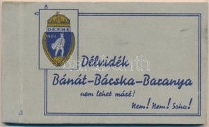 Délvidék. Bánát-Bácska-Baranya. Nemá lehet másé! Nemá! Nem! Soha! Irredenta képeslapfüzet 20 képeslappal...