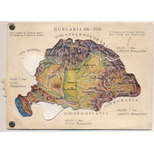 Hungaria 896-1918 - mechanikus térképes irredenta lap / Mapa Węgier, pocztówka mechaniczna Irredenta...