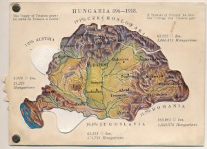 Hungaria 896-1918 - mechanikus térképes irredenta lap / Carte de Hongrie, carte postale mécanique Irredenta...