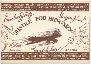 1931 Gerechtigkeit für Ungarn, Endresz György és Wilczek Sándor Amerikai-Magyar óceánrepülése...