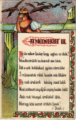 A Menekült III. Kiadja Deák J. / Cartolina di propaganda irredenta ungherese, litografia (fa)