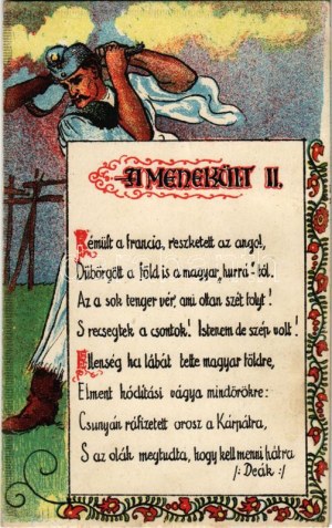 1923 A Menekült II. Kiadja Deák J. / Cartolina di propaganda irredenta ungherese, litografia (EK)