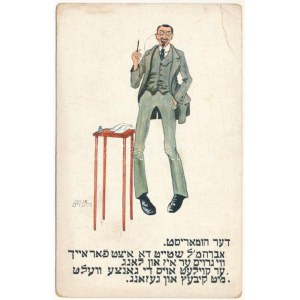 Zsidó humorista. Judaika művészlap / Humoriste juif. Judaica art, Verlag Central 2116. s : Menachem Birnbaum (fl...