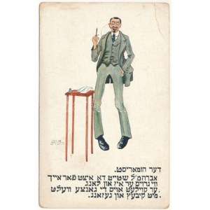 Zsidó humorista. Judaika művészlap / Židovský humorista. Judaica art, Verlag Central 2116. s: Menachem Birnbaum (fl...