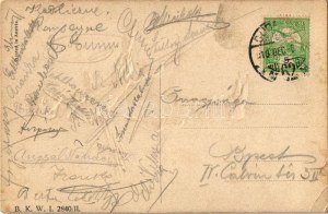 1910 Krampusz úriember - dombornyomott / Krampus gentleman - reliéfne. B.K.W.I. 2840/II. (ragasztónyom / gluemark...