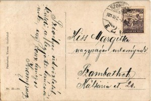 1921 Üdvözlet a Krampusztól / Powitanie Krampusa. Secesja, Pantophot Vienne Nr. 22-201. (EK)