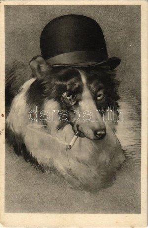 1932 Cane gentiluomo con sigaretta e cappello. H. Christ Vienne Nr. 191. (EK)