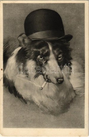 1932 Gentleman dog with cigarette and hat. H. Christ Vienne Nr. 191. (EK)