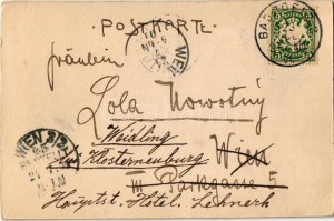1901 Juli, Tölz / Uszkár kutya kis cicákkal - kézzel festett / Pudelhund mit Kätzchen - handgemalt (EK...
