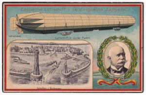 Le dirigeable Zeppelin - Luftschiff in voller Fahrt, Lindau i. Bodensee / Graf Zeppelin. Luftschiff in voller Fahrt, Lindau i. Bodensee / Graf Zeppelin...
