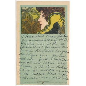 1899 (Vorläufer) Secesná dáma. Philipp &amp; Kramer Wiener Künstler-Postkarte Serie I/9. s...