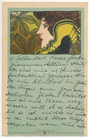 1899 (Vorläufer) Secesná dáma. Philipp & Kramer Wiener Künstler-Postkarte Serie I/9. s...