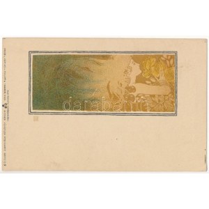 Jugendstil-Dame. Philipp &amp; Kramer Wiener Künstler-Postkarte Serie V/5. s: Koloman Moser