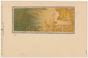 Signora Art Nouveau. Philipp & Kramer Wiener Künstler-Postkarte Serie V/5. s: Koloman Moser