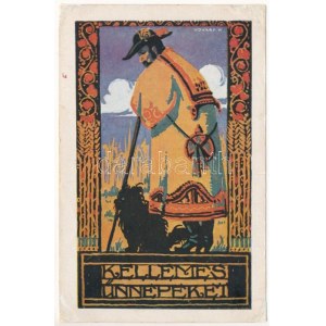 1922 Kellemes ünnepeket! Rigler József Ede kiadása / Hungarian greeting art postcard s: Udvary P. (r...