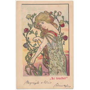 1901 Le touchet / Touch. Carte postale litho Art Nouveau s : Kieszkow (EK)