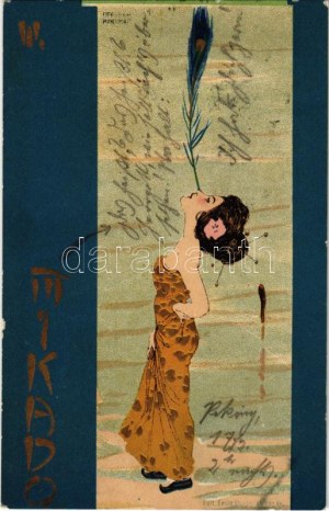 1901 Mikádo III. Secesní litografie v asijském stylu. Emile Storch Vienne s: Raphael Kirchner (fl)