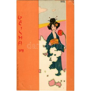 Geisha VII. Christoph Reisser's Söhne Wien. Asian style Art Nouveau litho s: Raphael Kirchner (EK)