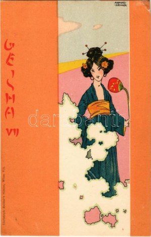 Geisha VII. Christoph Reisser's Söhne Wien. Asiatischer Jugendstil Litho s: Raphael Kirchner (EK)