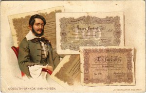 Kossuth-bankók 1848-49-ben. Jelenetek Kossuth Lajos élete történetéből I. kiadás IV. kép / Banconote di Kossuth del 1848...