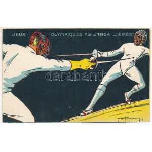1924 Paris, Jeux Olympiques. Épée / 1924. évi nyári olimpiai játékok, vívás, sport ...