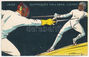 1924 Paris, Jeux Olympiques. Épée / 1924. évi nyári olimpiai játékok, vívás, sport ...