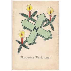1938 Hungarista Karácsonyt! A Magyar Hungarista Mozgalom nyilaskeresztes üdvözlete, propaganda ...