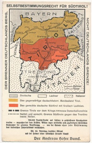 1922 Droit d'autodétermination pour le Südtirol ! Der Brenner Deutschlands Berg, nicht Deutschland grenze...