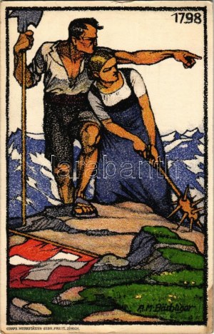 1914 1798 Bundesfeier-Postkarte 1913 1. Agosto, Gegen die Tuberkulose. Grafico. Werkstätten Gebr. Fretz / Fete Nationale ...