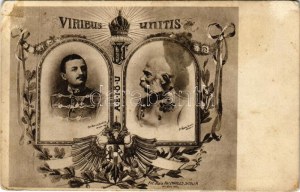 Viribus Unitis - IV. Károly és Ferenc József / Carlo I d'Austria e Francesco Giuseppe, propaganda s: Charles Scolik (EK...