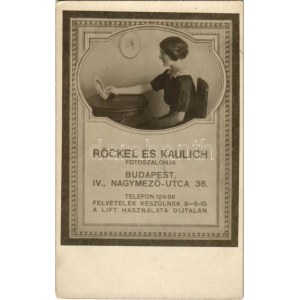 Röckel és Kaulich fotószalonja. Budapest, Nagymező utca 36. reklám / Pubblicità del salone fotografico ungherese...