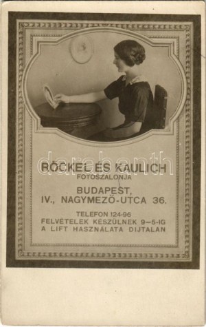 Röckel és Kaulich fotószalonja. Budapest, Nagymező utca 36. reklám / Reklama węgierskiego salonu fotograficznego...