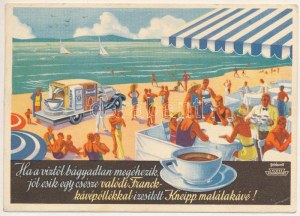 1937 Franck kávépótlóval ízesített Kneipp malátakávé reklám. Franck Henrik Fiai Rt. hangszórós reklámautója...