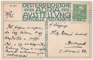 1913 Oesterreichische Adria Ausstellung Wien 1913 Officielle Postkarte A 27. Kilophot GMBH Wien ...