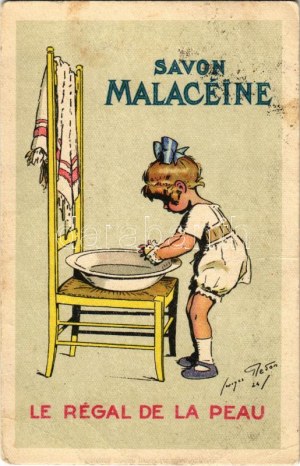 1931 Savon Malacéine - Le Régal de la Peau / Francia szappan reklám / Pubblicità del sapone francese s: Georges Redon (fa...
