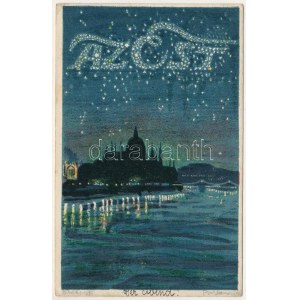 1913 Az Est napilap reklámja / Hungarian newspaper advertisement art postcard (EK)