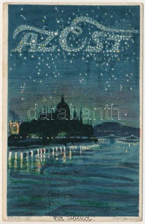 1913 Az Est napilap reklámja / Ungarische Zeitungsanzeige Kunstpostkarte (EK)