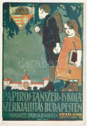 1910 Papíros, Tanszer és Iskolaszer Kiállítás Budapesten a városligeti iparcsarnokban. Rigler rt. ...