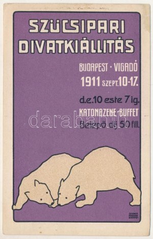 1911 Szűcsipari Divatkiállítás Budapesten, reklámlap / Hungarian Furriery Fashion Exhibition, pubblicità s: Seidner ...