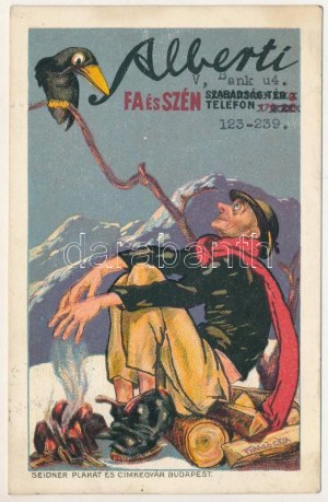 1946 Alberti fa és szén. Budapest. Seidner Plakát és Címkegyár / Węgierska reklama drewna i węgla. litho s...
