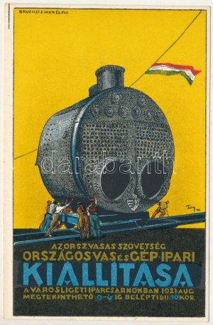 1921 Budapest, Az Országos Vasas Szövetség Országos Vas és Gépipari Kiállítása, reklám; Bruchsteiner és fia ...