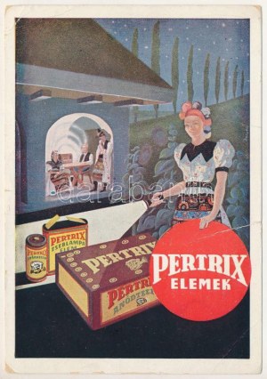Pertrix elemek reklámja, magyar folklór / Hungarian battery advertisement, folklore s : Pálinkás (EB...