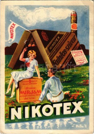 1938 Törődjön kissé magával is - szívjon Nikotexet! Nikotex Faintos cigaretta és szivarka reklámlapja ...