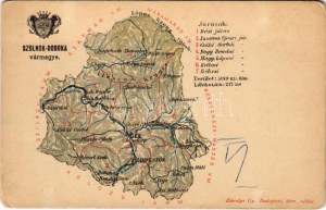 Szolnok-Doboka vármegye térképe. Kiadja Károlyi Gy. / Mapa okręgu Solnoc-Dabaca (EK)