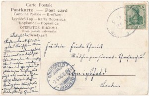 1906 Fröhliche Ostern / Ostergruß Kunstpostkarte mit bemaltem Ei und Zwergen, Litho (EB)