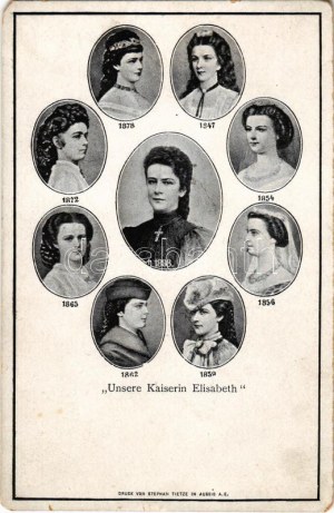 1898 Unsere Kaiserin Elisabeth. Stampa di Stephan Tietze / Erzsébet királynő (Sissi) gyászlapja ...