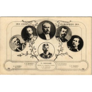 1914 Conflit Européen: S.M. Pierre I, S.M. Georges V, M. Poincare, S.M. Nicholas, S.M. Nicholas II, S.M. Albert I ...
